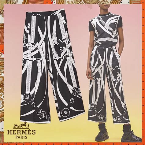 hermes denim jeans|Hermes silk capri pants.